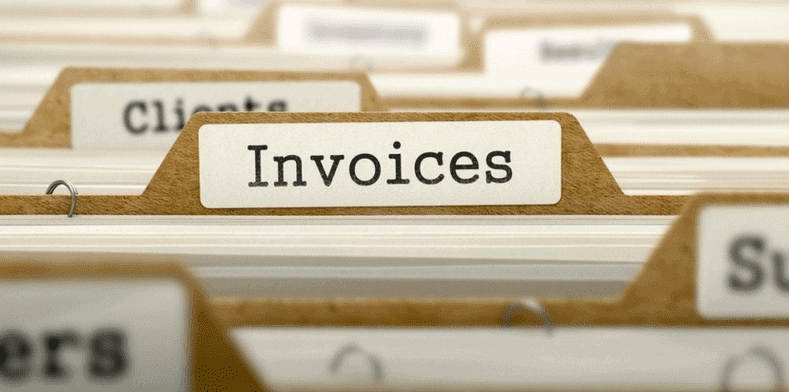 Closeup of filing invoices