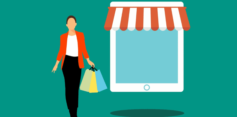 woman with shopping bags illustration