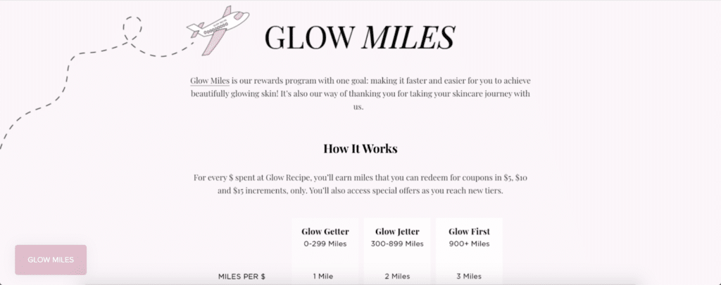 Glow+Miles+Tiered+Loyalty+Program