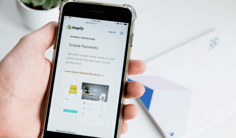 Shopify app on mobile phone