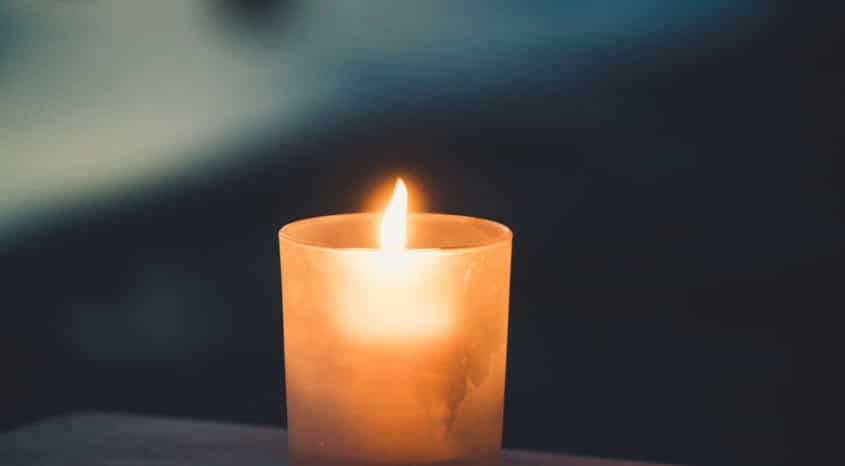 Candle on table