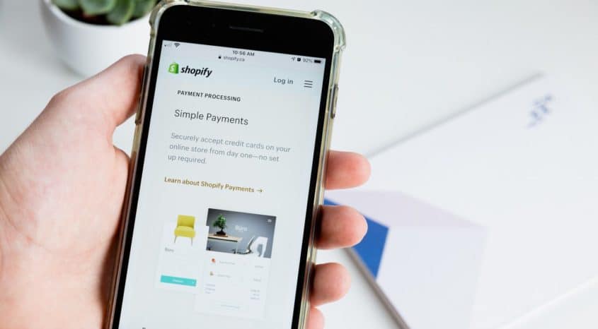 Shopify app on a mobile phone