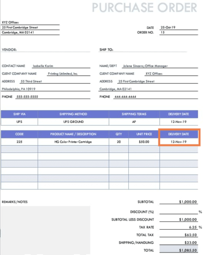 planned purchase order