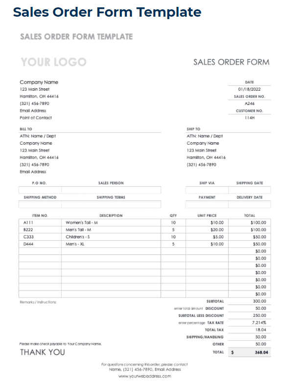 sales order template