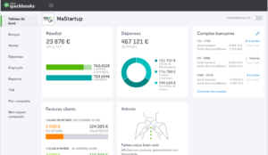 An example of how the Quickbooks dashboard appears