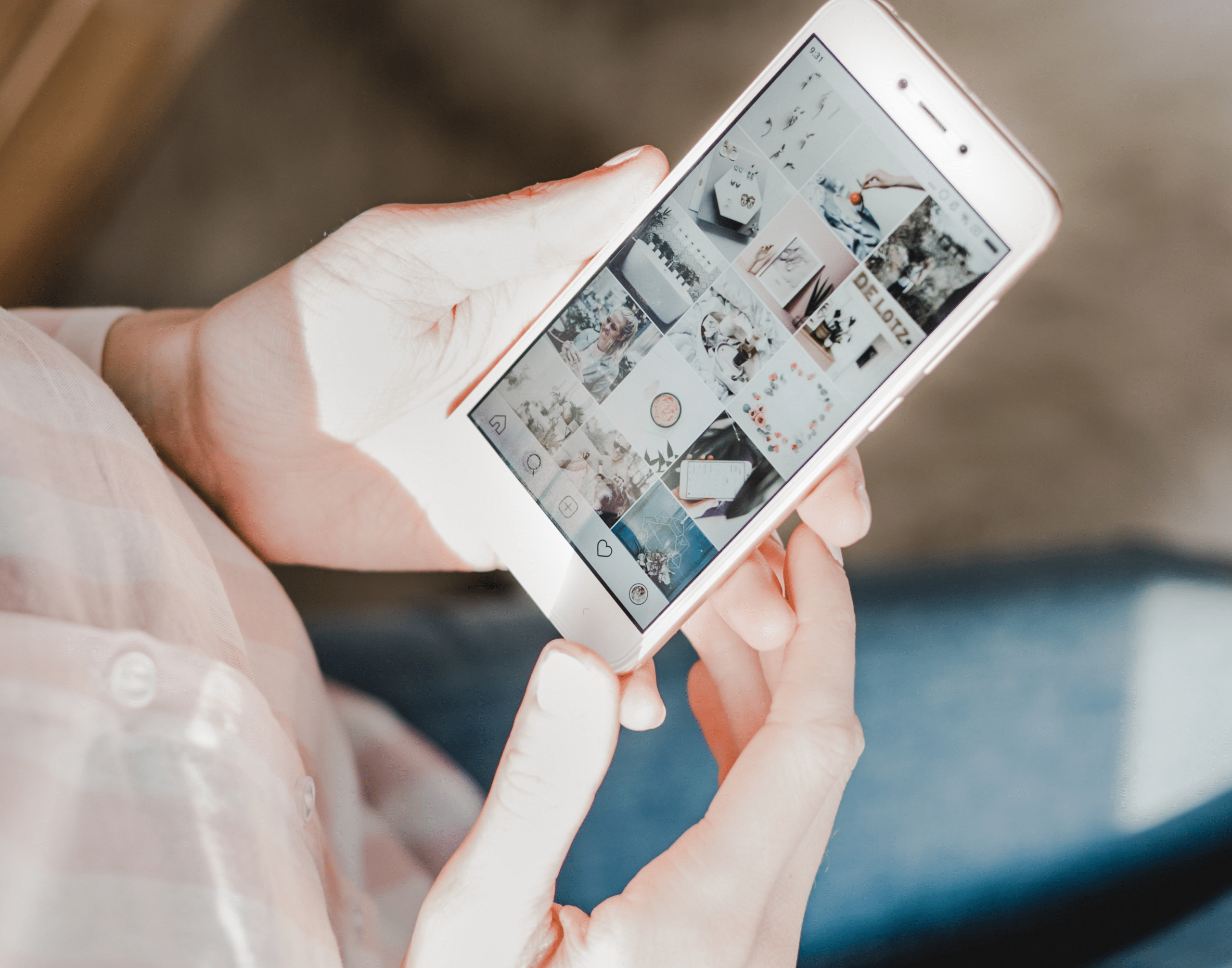 Close up of hands holding mobile phone