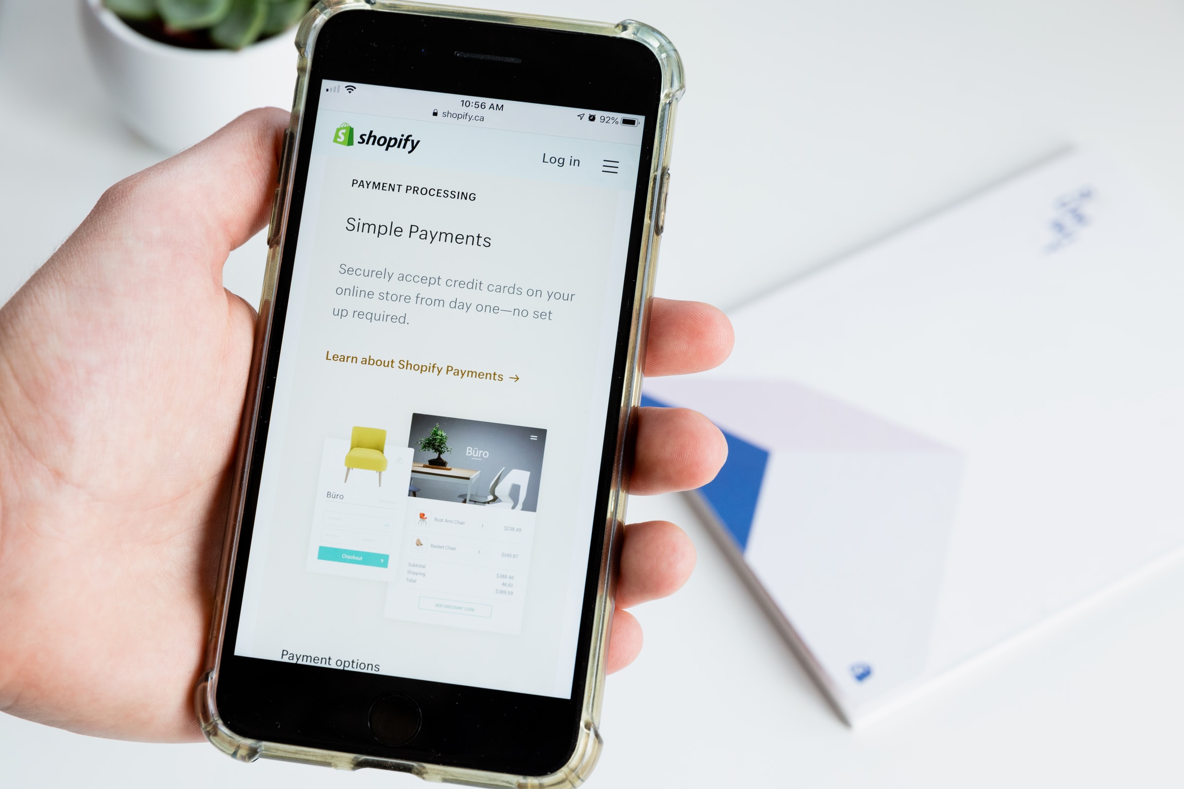 Shopify app on mobile phone