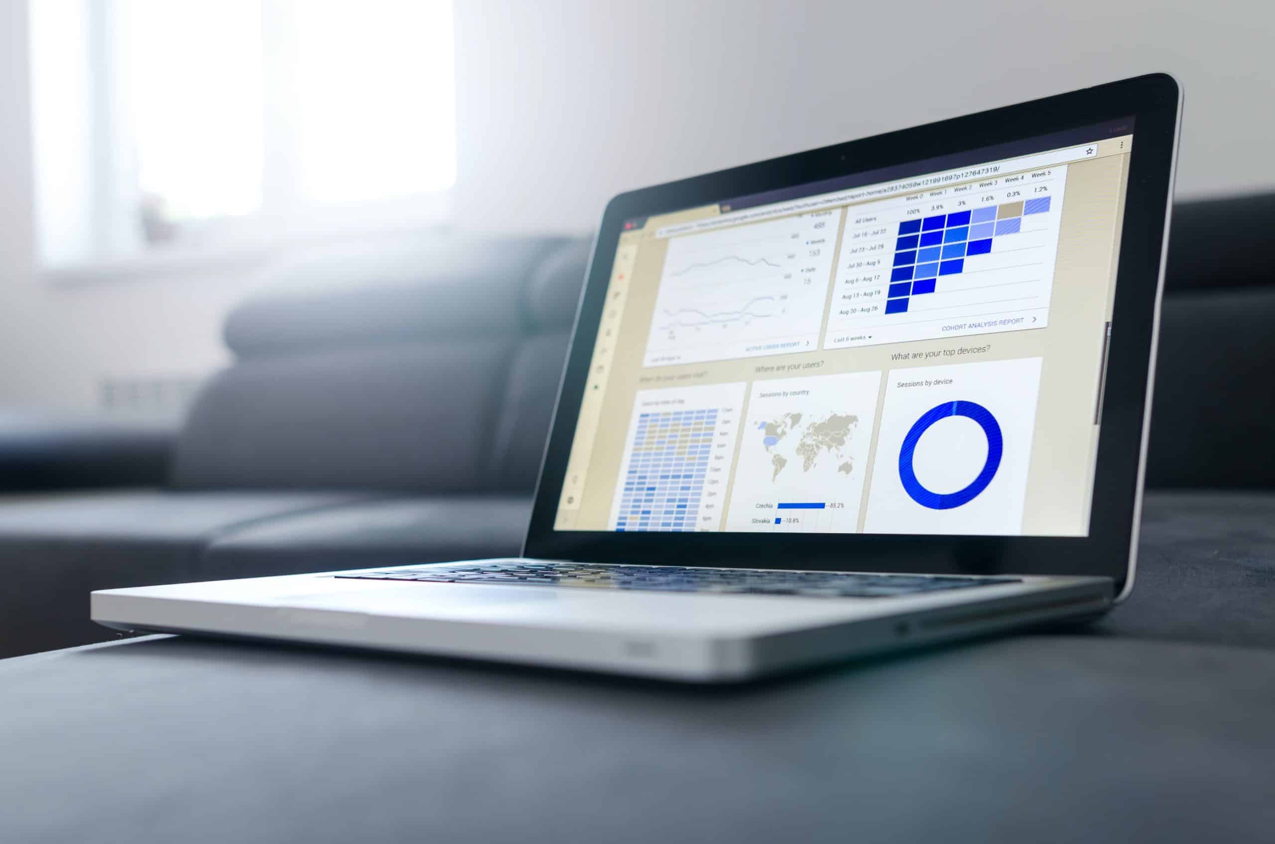 Laptop with charts