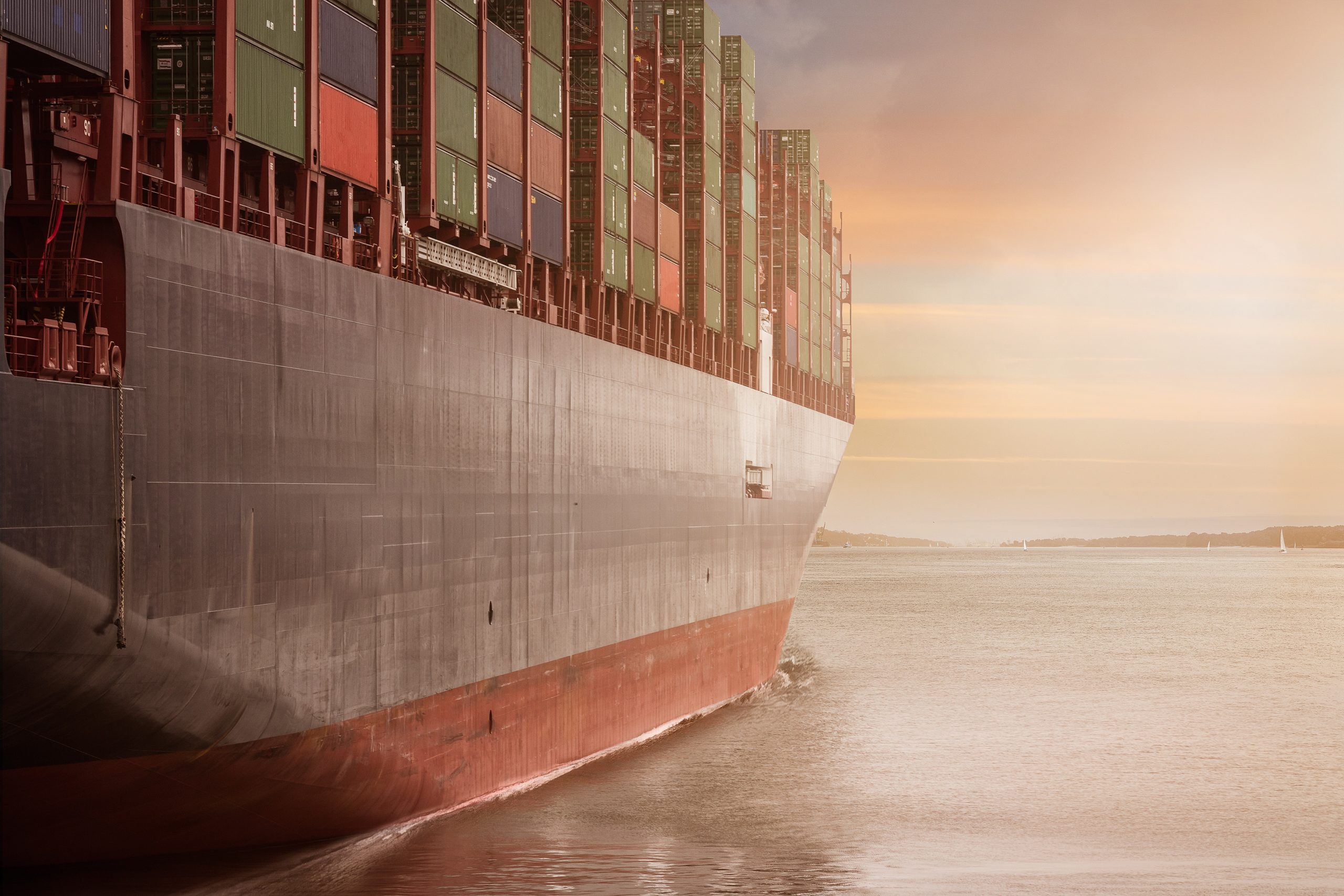 Close up of container ship