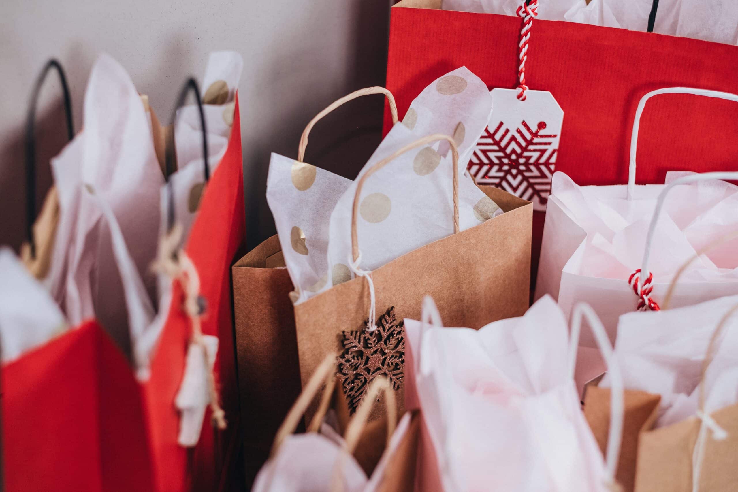 Christmas shopping gift bags