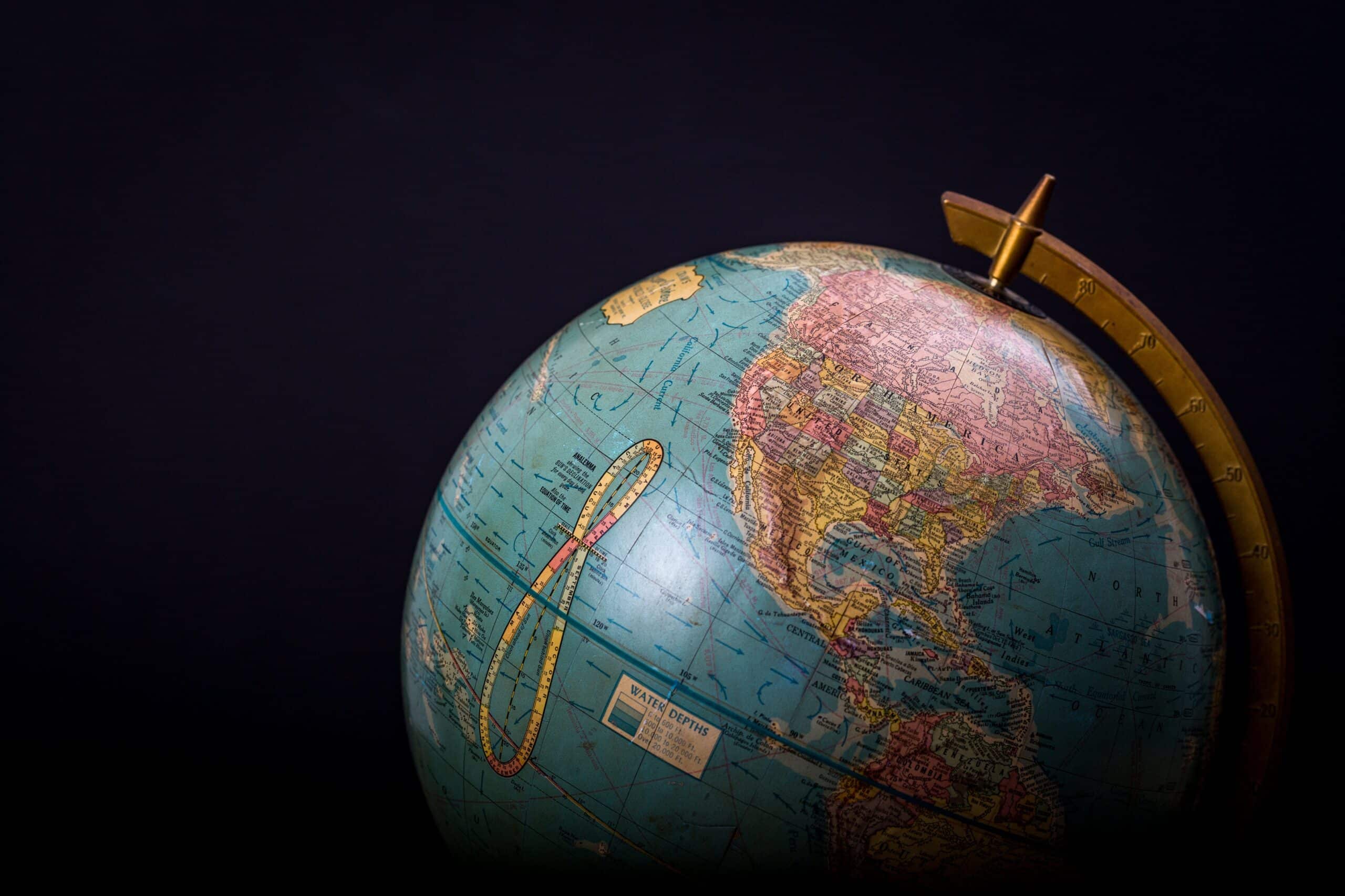 Globe on black background