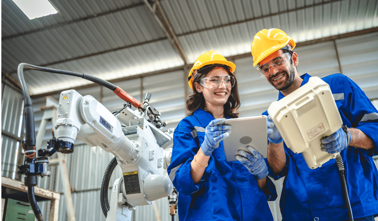 2 Workers with a robot arm